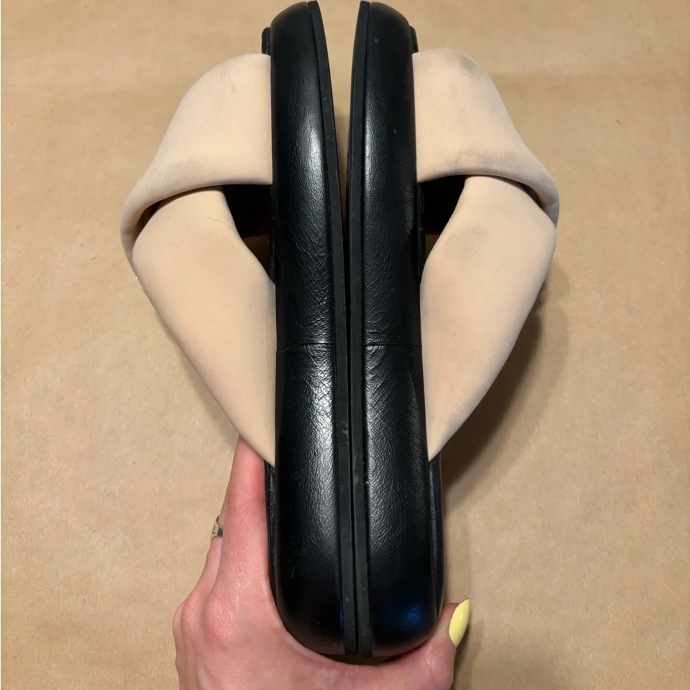 Chanel Cream and Black Quilted Sandals‎